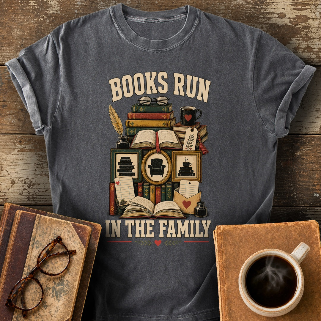 Books Run in the Family Tee - pepper shirt mockup